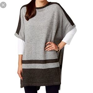 Vince Camuto Border Stripe Poncho Style Sweater